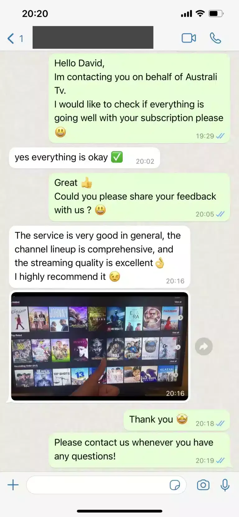 Screenshot of Feedback